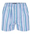 Thumbnail Blue, green and white striped boxer shorts, front view.